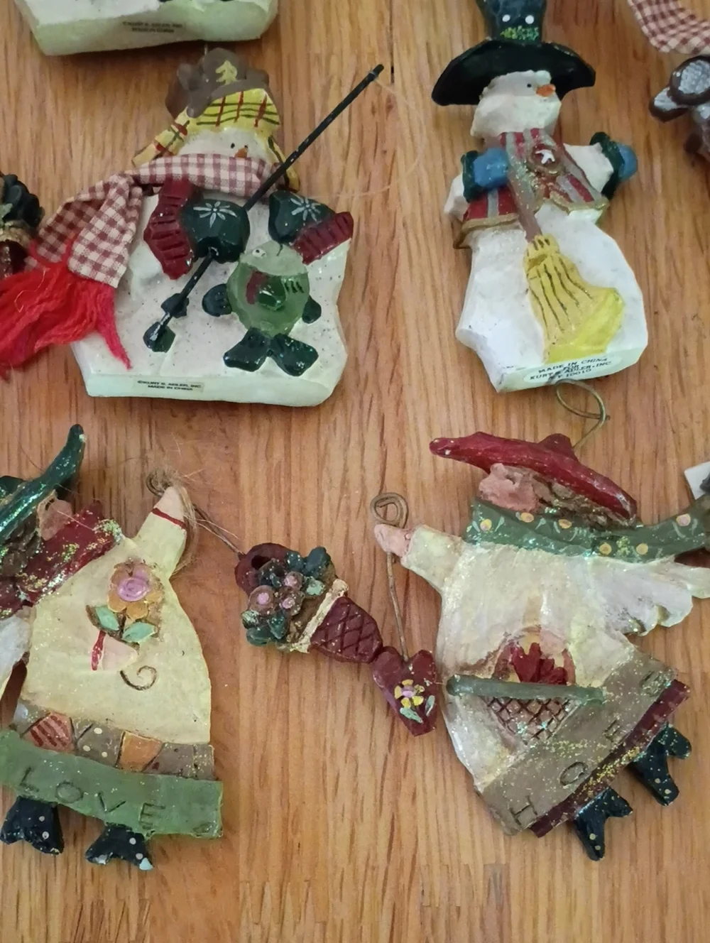 Kurt Adler Mixed Rustic Folk Christmas Ornaments - Assorted Red, Green, White